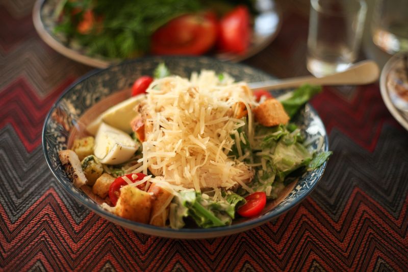 Fresh salad bowl at Round table pizza