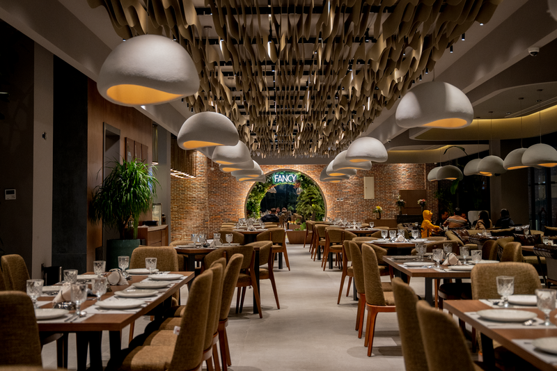 Round table pizza restaurant interior in Minneapolis